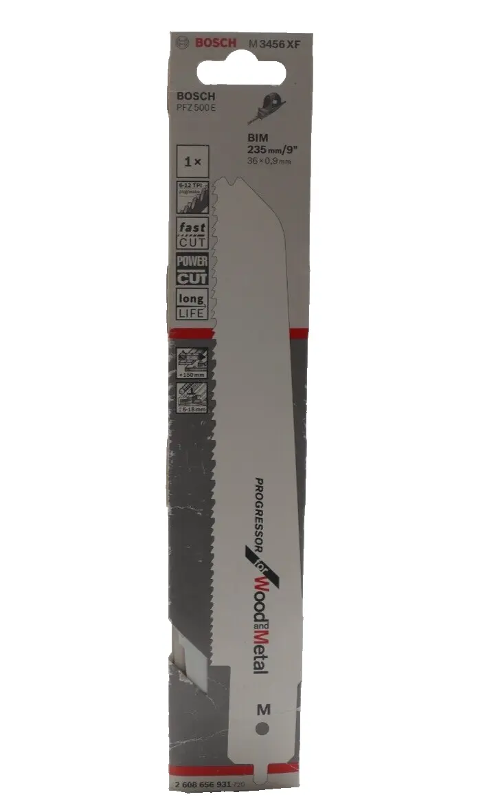 Produktfoto 1 von Bosch PFZ 500 E Säbelsägeblatt M3456XF Holz & Metall BIM 235mm/9" | 2608656931