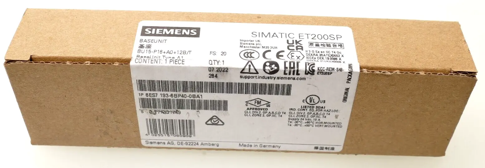 Produktfoto 1 von Siemens SIMATIC ET200SP | 6ES7 193-6BP40-0BA1 | FS:20 | 6ES7193-6BP40-0BA1