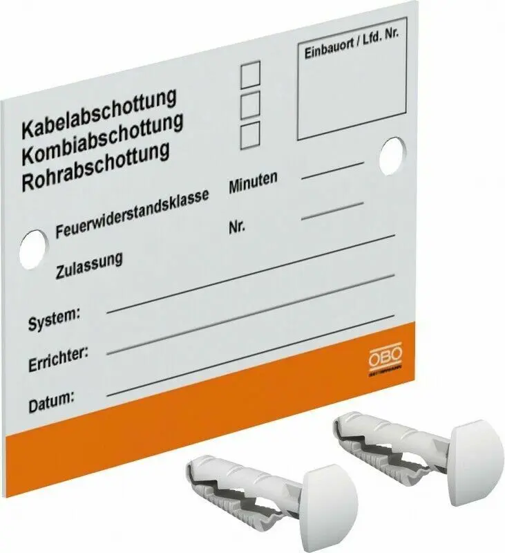 Produktfoto 1 von OBO Bettermann KS-S DE Kennzeichnungsschild für Abschottungs-Systeme | 7205 425
