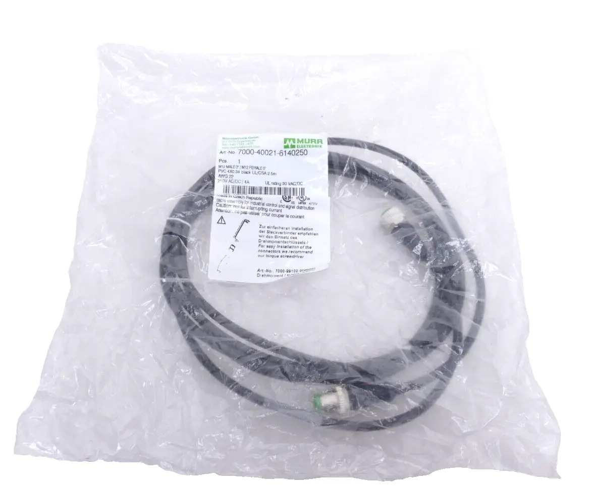 Produktfoto 1 von Murr Elektronik M12 St. 0° / M12 Bu. 0° A-kod. Kabel 2.5m | 7000-40021-6140250