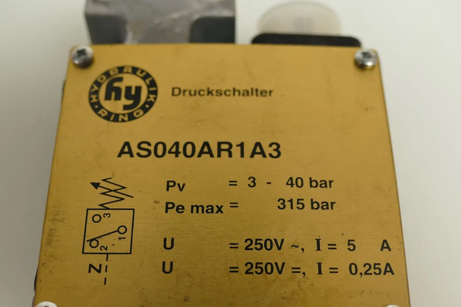 Hydraulikring AS040AR1A3 Druckschalter Pv 3-40 bar | Pe max 315 bar