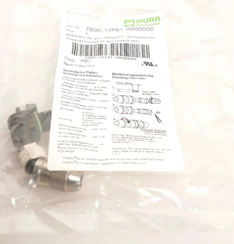Murr Elektronik M12 Bu. 90° A-kod. Schneidklemmanschluss | 7000-12661-0000000