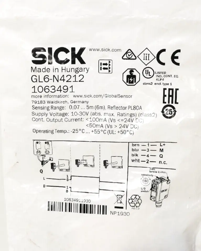 Produktfoto 1 von Sick Mini Lichtschranke 1 063 491 | GL6-N4212 | 1063491