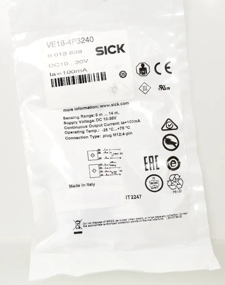 Produktfoto 1 von Sick Einweg-Lichtschranke 6 013 839 | VE18-4P3240 | 6013839