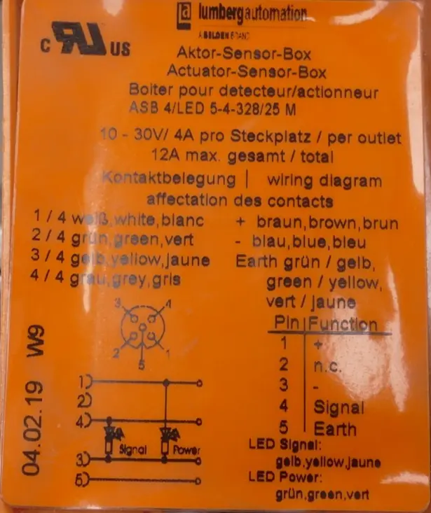 Produktfoto 1 von Lumberg Aktor-Sensor-Box 25m | ASB 4/LED 5-4-325/25 M