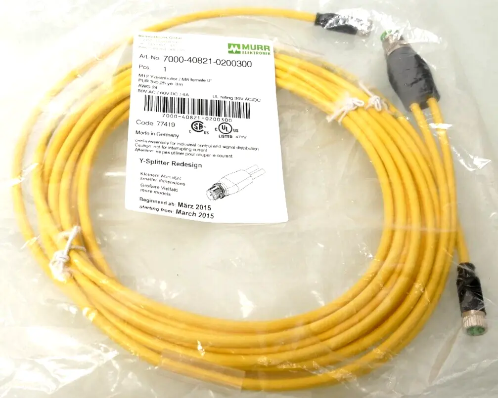 Produktfoto 1 von Murr Elektronik Y-Verteiler Kabel 3m | 7000-40821-0200300