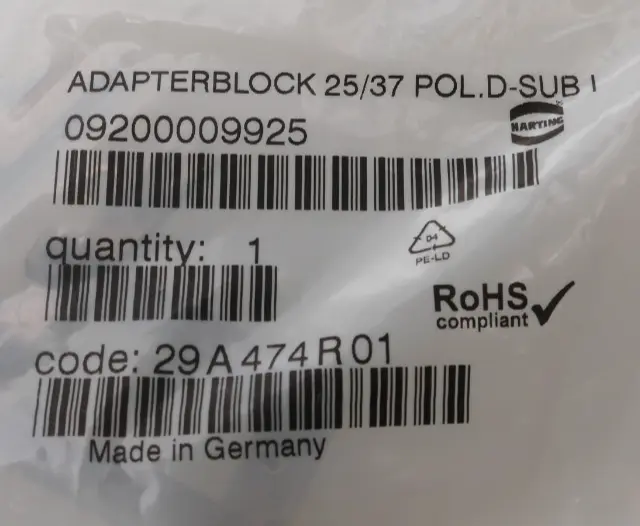 Produktfoto 1 von 5x Harting ADAPTERBLOCK 25/37 POL.D-SUB I | 09200009925
