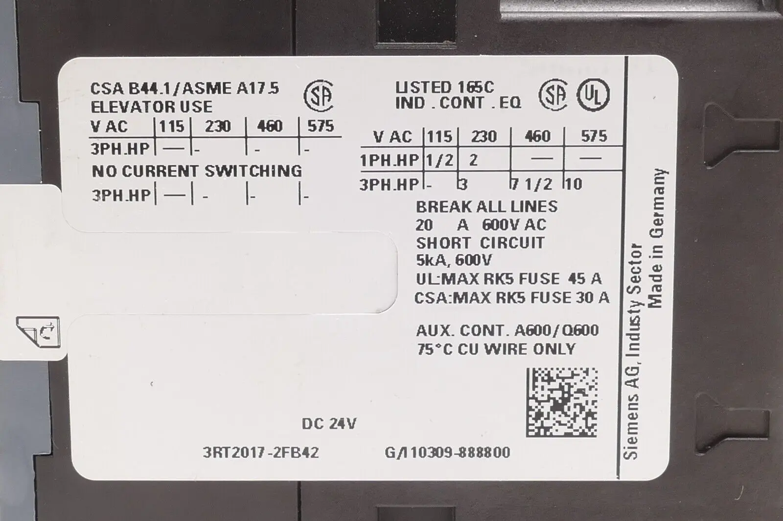 Produktfoto 1 von Siemens SIRIUS Leistungsschütz 3RT2 017-2FB42 | E:02 | 3RT2017-2FB42