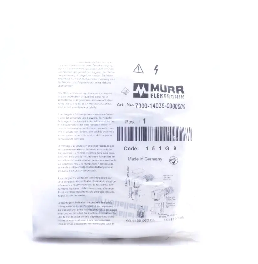 Produktfoto 1 von Murr Elektronik M12 Bu. 90° B-kod. Schraubklemmanschluss | 7000-14035-0000000