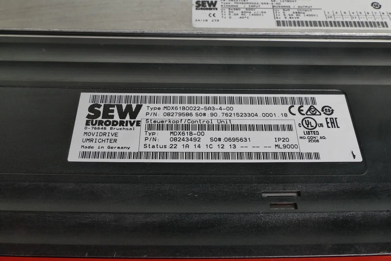 Produktfoto 1 von SEW Eurodrive MDX61B0022-5A3-4-00 | 08279586 + MDX60A0022-5A3-4-00 | 08227187
