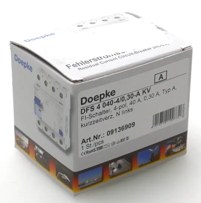 Produktfoto 1 von Doepke Fehlerstromschutzschalter DFS 4 040-4/0,30-A KV | 09136909