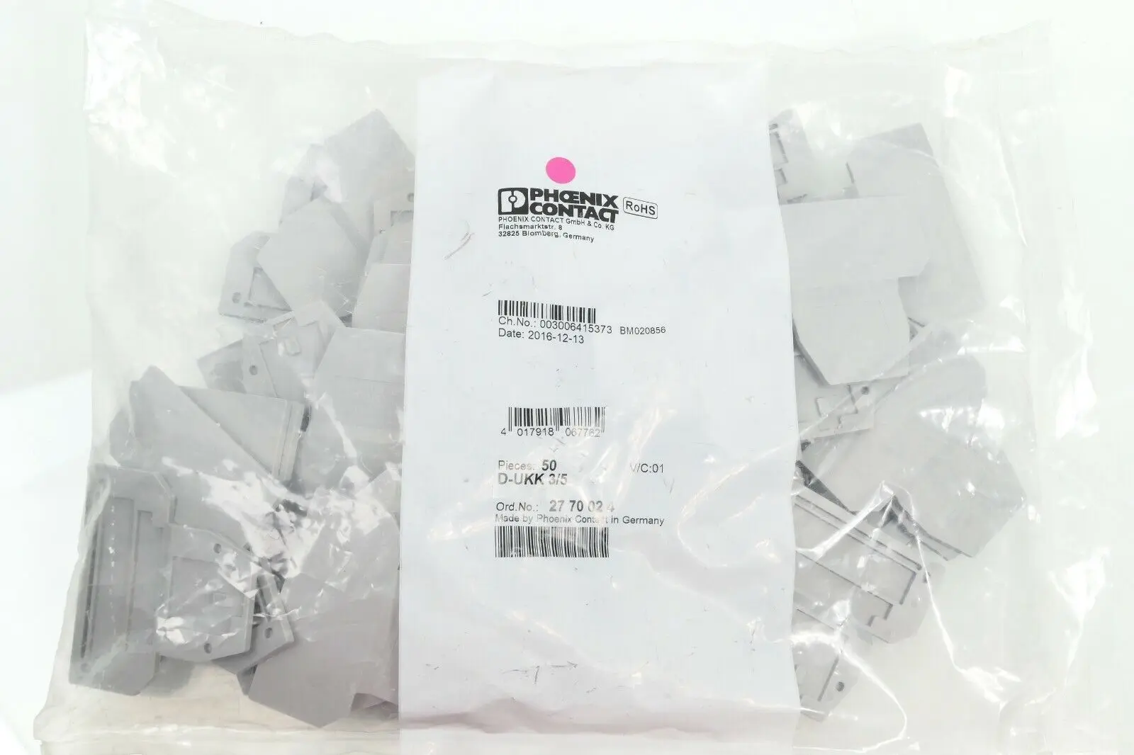 50x Phoenix Contact Abschlussdeckel 27 70 02 4 | D-UKK3/5 | 2770024