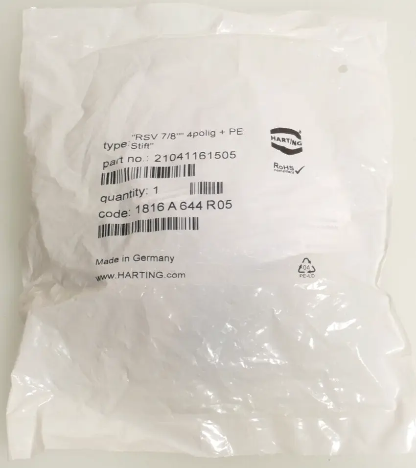 Produktfoto 1 von Harting Steckverbinder "RSV 7/8"" 4polig + PE | 21041161505