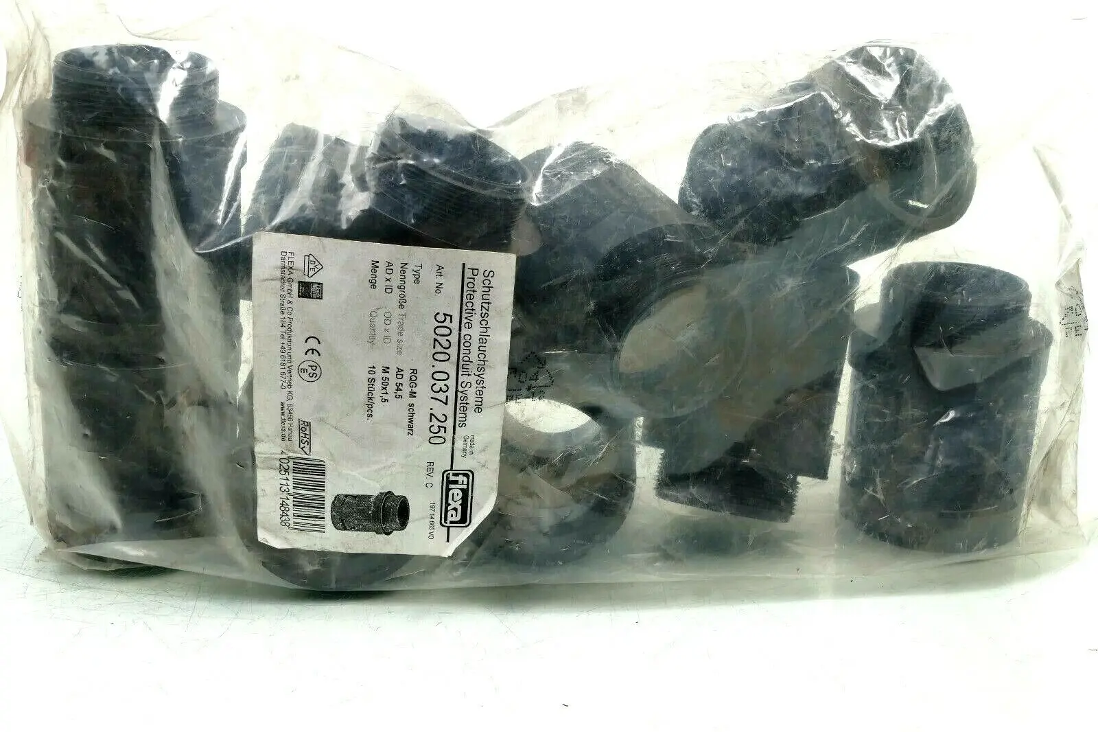 10x flexa Schutzschlauchsysteme RQG-M schwarz | AD54,5 | M 50x1,5 | Rev. C