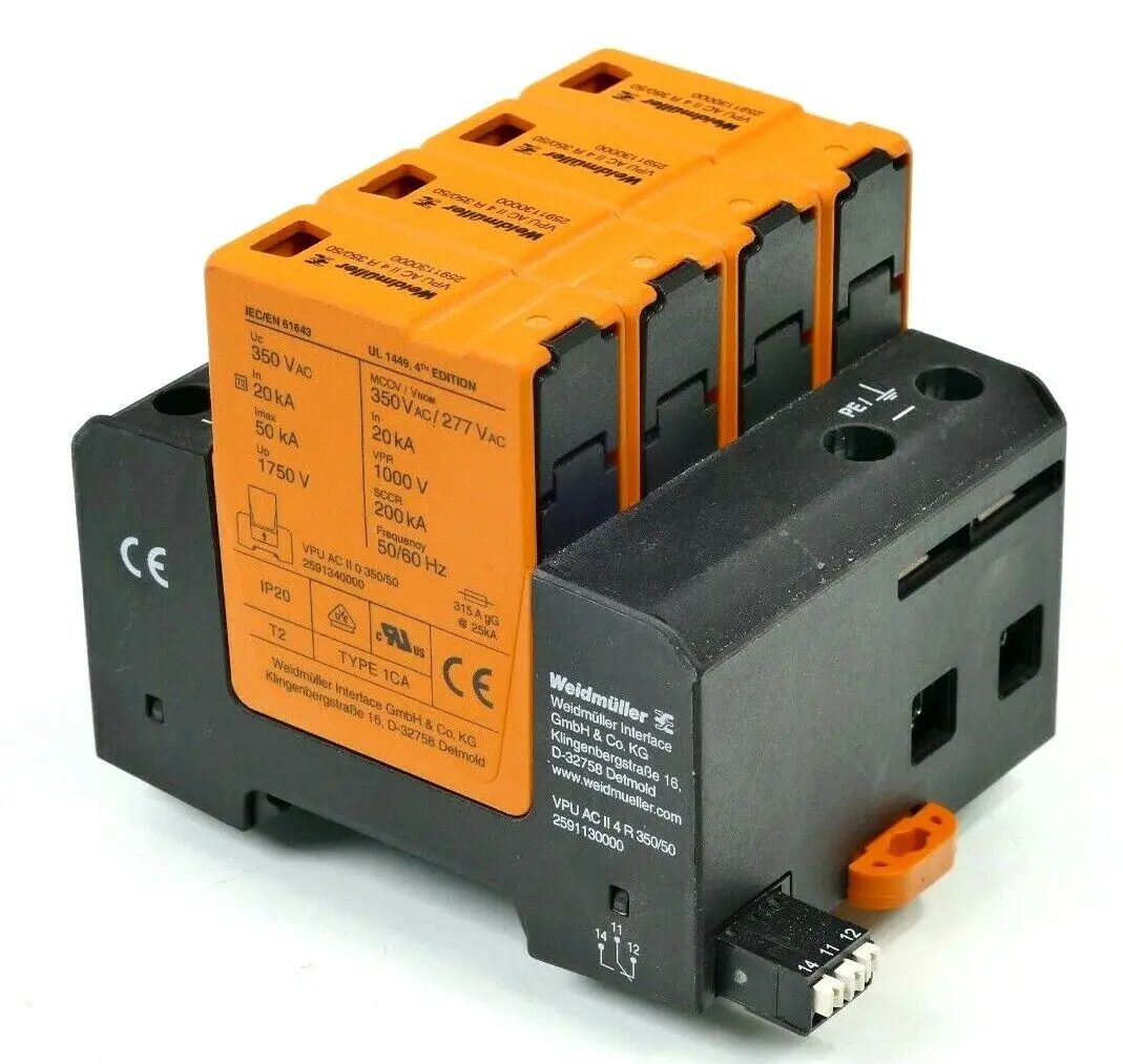 Produktfoto 1 von Weidmüller Überspannungsschutz VPU AC II 4 R 350/50 | 2591130000