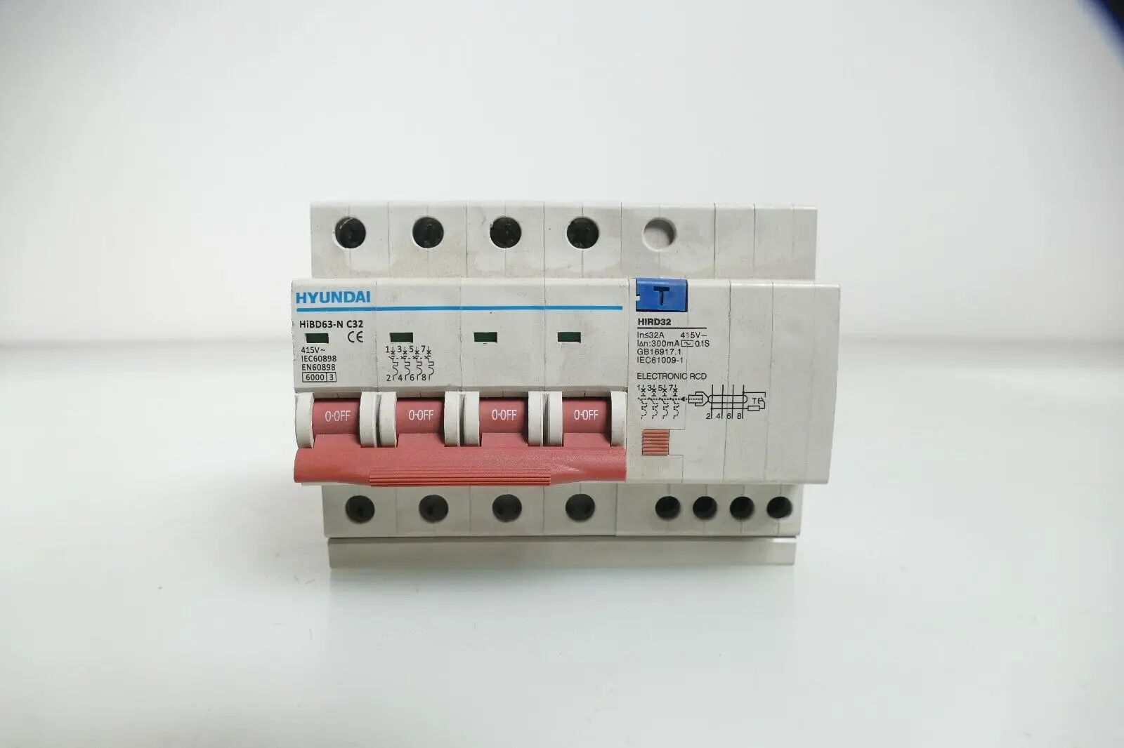 Produktfoto 1 von Hyundai HiBD63-N C32 Miniature Circuit Breaker  415V | HiRD32 | 32A 300mA