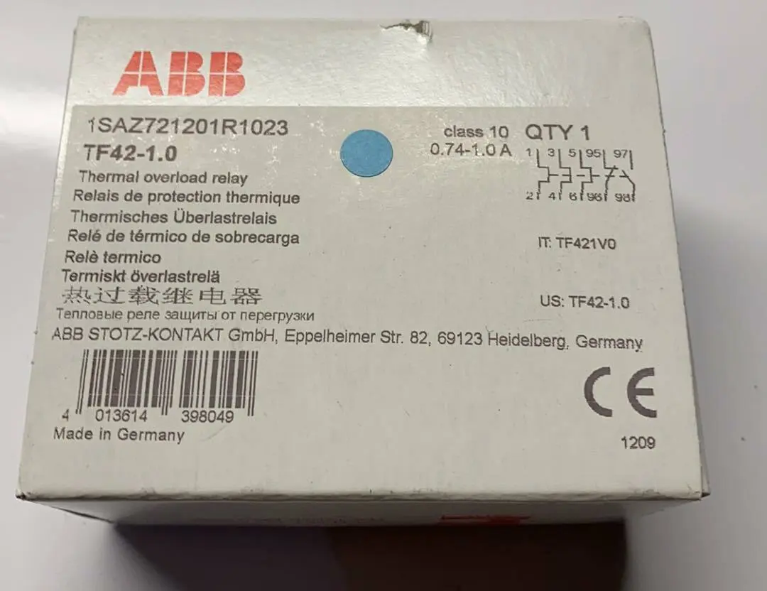 Produktfoto 1 von ABB TF42-1.0 Thermisches Überlastrelais | 1SAZ721201R1023