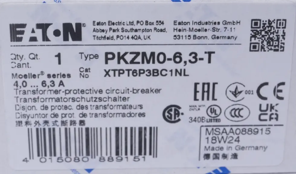 Produktfoto 1 von Eaton Moeller Transformatorschutzschalter 4,0-6,3A PKZM0-6,3-T | 088915