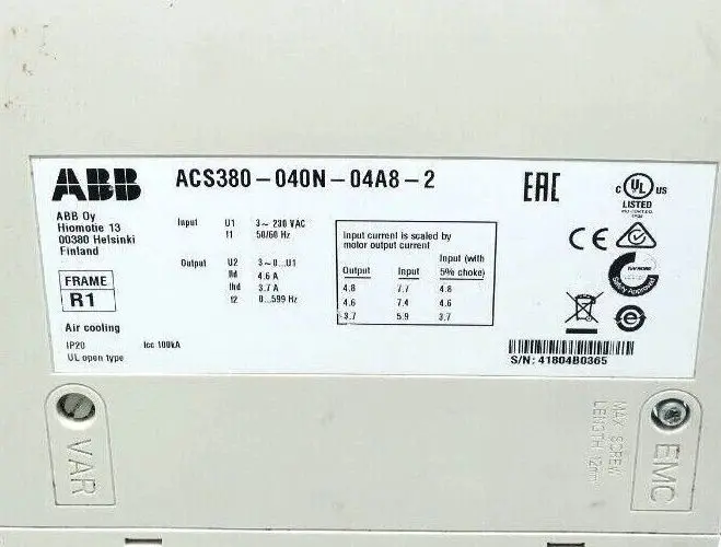 Produktfoto 1 von ABB ACS380 Frequenzumrichter 0,75kW | ACS380-040N-04A8-2