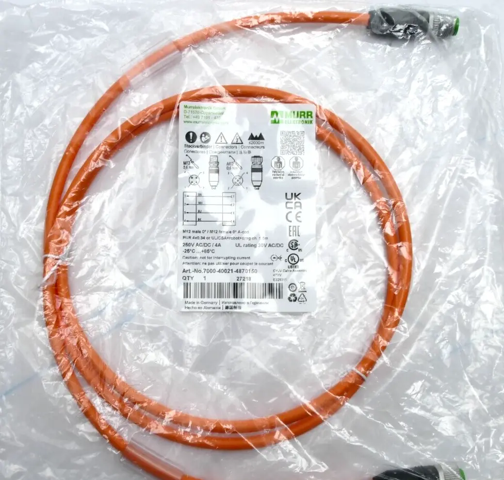 Produktfoto 1 von Murr Elektronik M12 St. 0° / M12 Bu. 0° A-kod. Kabel 1,5m | 7000-40021-4870150