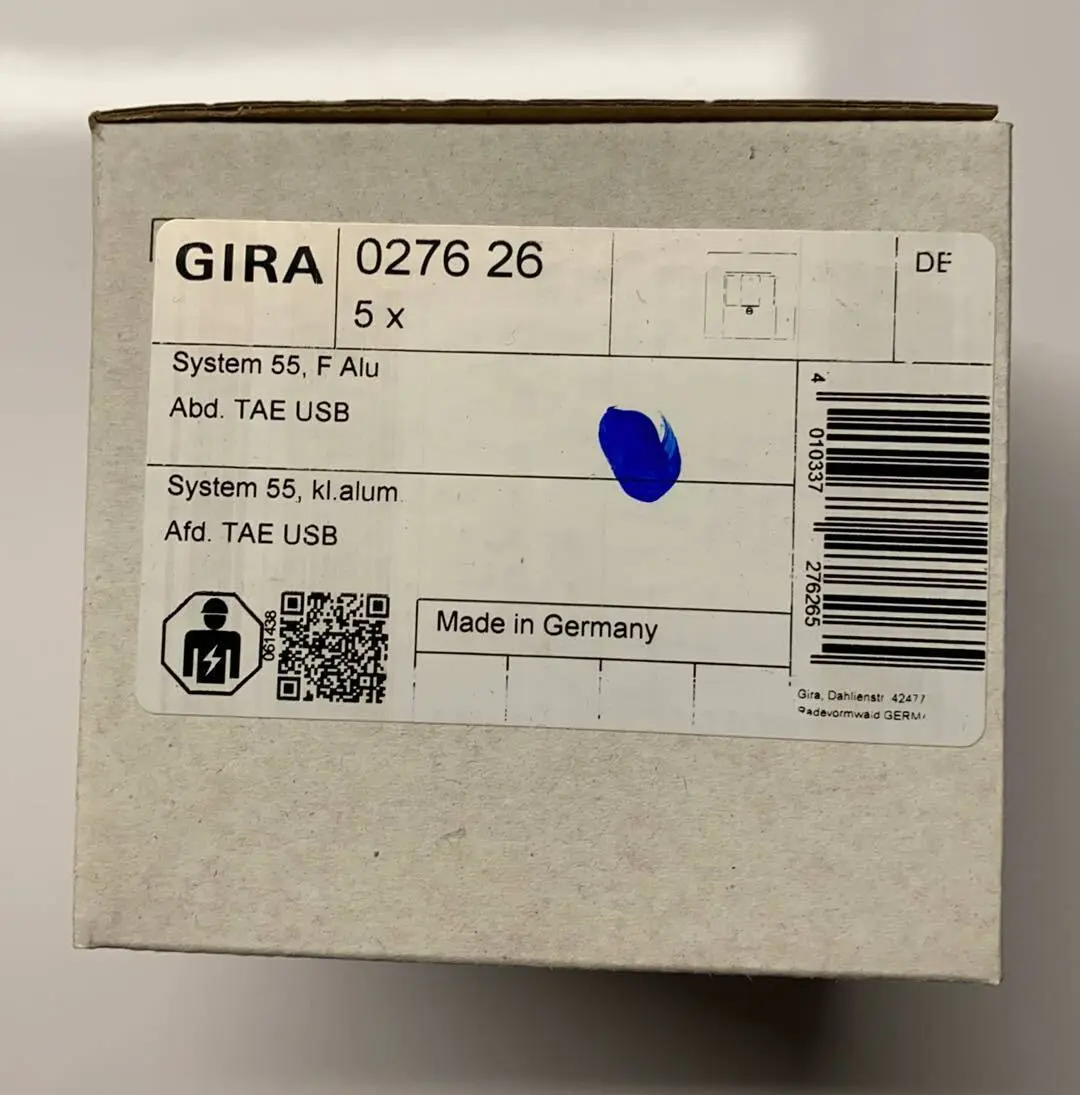 Produktfoto 1 von 5x Gira Abdeckung für TAE-Anschluß-Dose F Alu System 55 | 027626