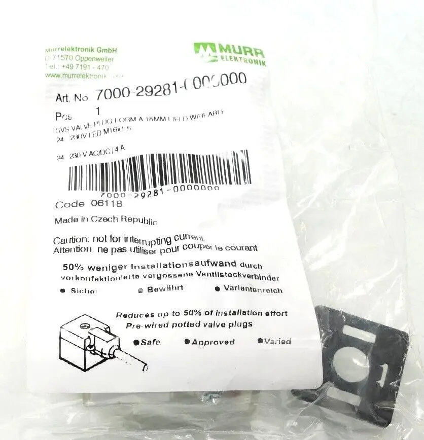 Produktfoto 1 von Murr Elektronik SVS Ventilstecker BF A 18 mm | 7000-29281-0000000