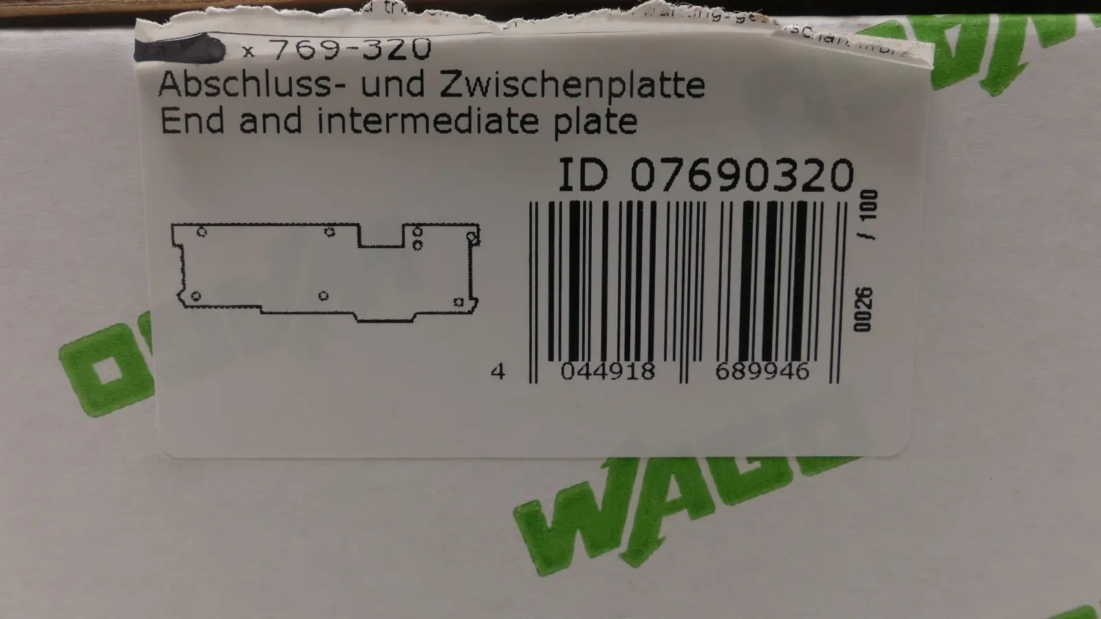 Produktfoto 1 von 183x Wago Abschluss- und Zwischenplatte 1,1 mm grau | 07690320 | 769-320