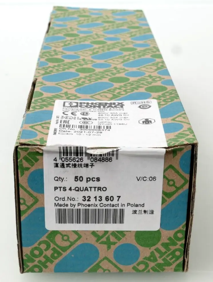 Produktfoto 1 von 50x Phoenix Contact Durchgangsklemme 32 13 60 7 | PTS 4-QUATTRO | 3213607