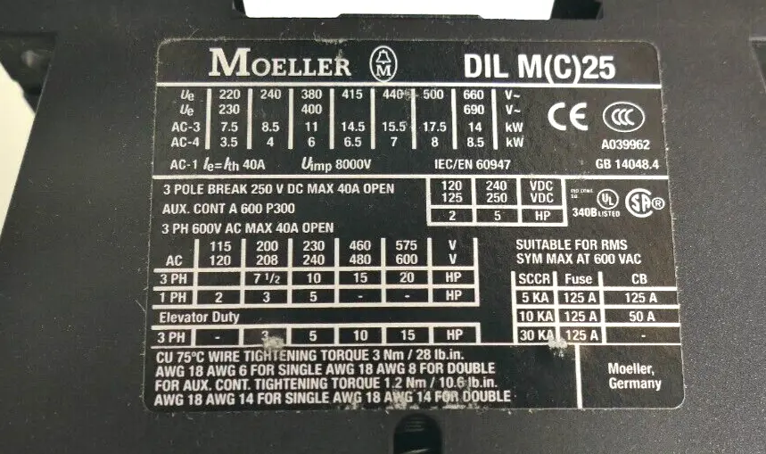 Produktfoto 1 von Moeller xStart Leistungsschütz 230V50HZ,240V60HZ DILM25-10 | DIL M(C)25 | 277132