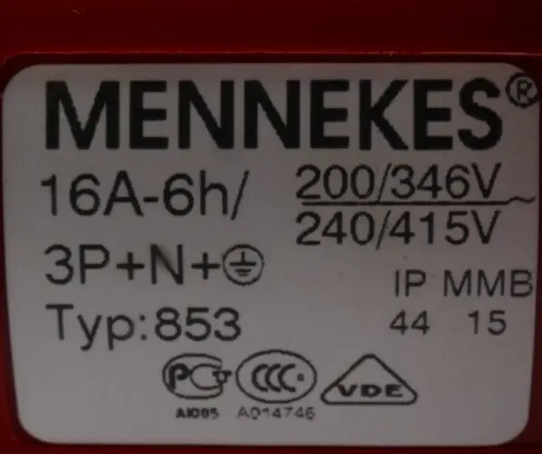 Produktfoto 1 von Mennekes Anbaustecker 16A-6h IP44 | 853