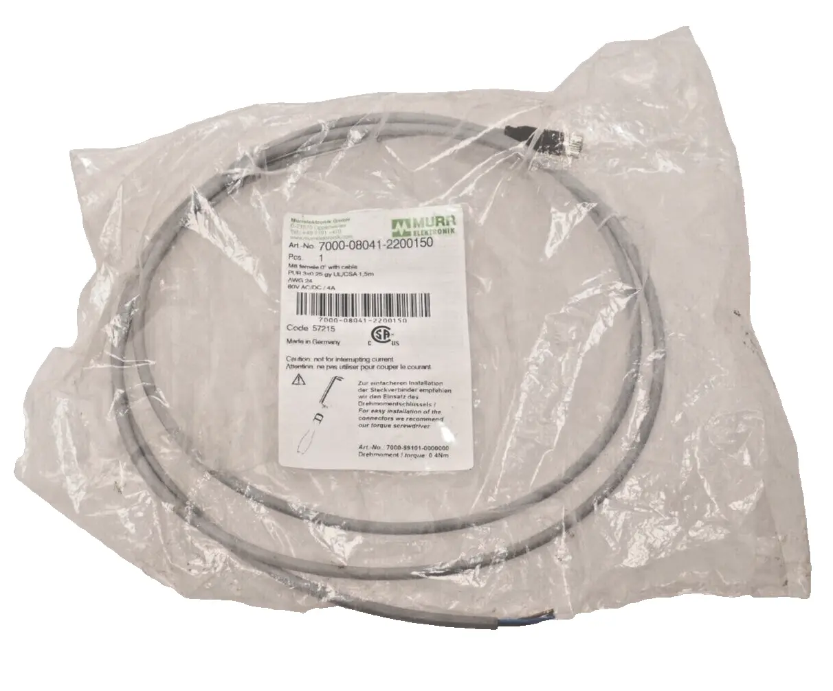 Produktfoto 1 von 2x Murr Elektronik M8 Bu. 0° A-kod. freies Ltg-ende 1,5m | 7000-08041-2200150