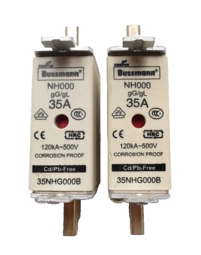 Produktfoto 1 von 2x Bussmann 35NHG000B Sicherheitseinsätze NH000 | gG/gL | 35A