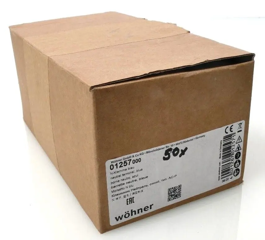 Produktfoto 1 von 50x Wöhner 01257 N-Klemme blau 01257000