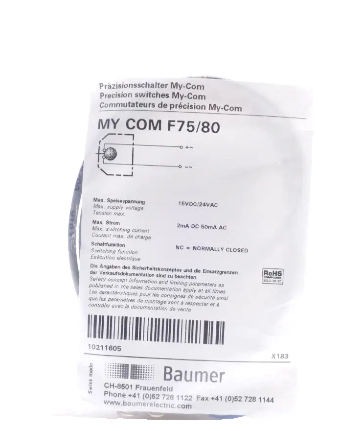 Produktfoto 1 von Baumer 10211605 Präzisionsschalter My-Com F75/80