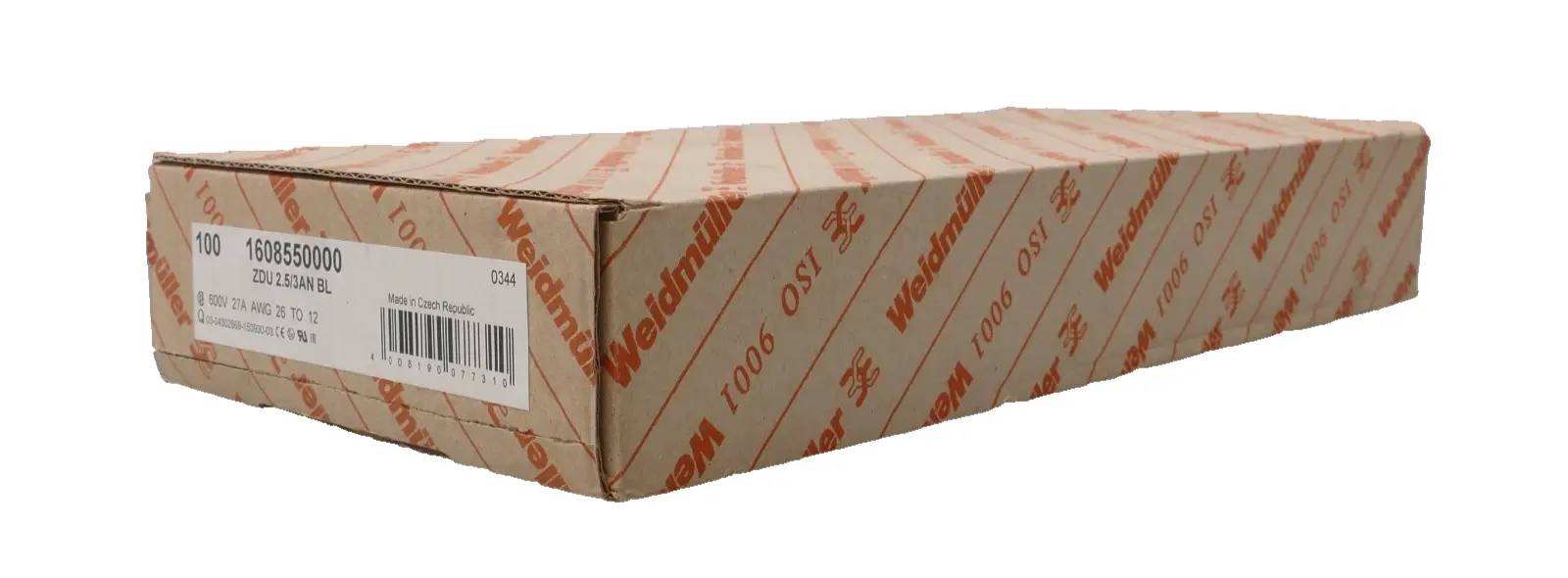 Produktfoto 1 von 100x Weidmüller Reihenklemme ZDU 2.5-2/3AN BL | 1608550000