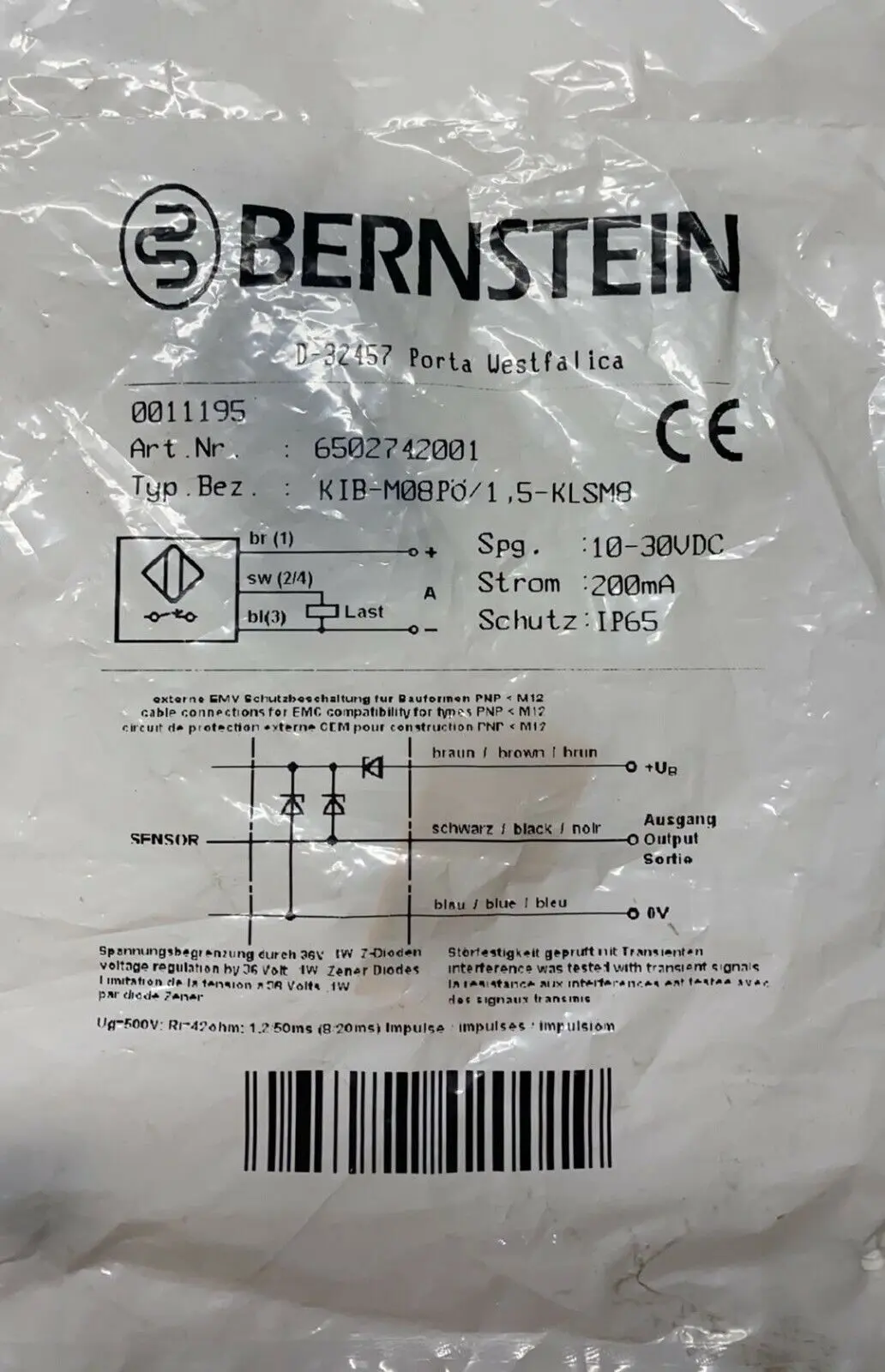 Produktfoto 1 von Bernstein Induktiver Sensor KIB-M08PÖ/1,5-KLSM8 | 6502742001