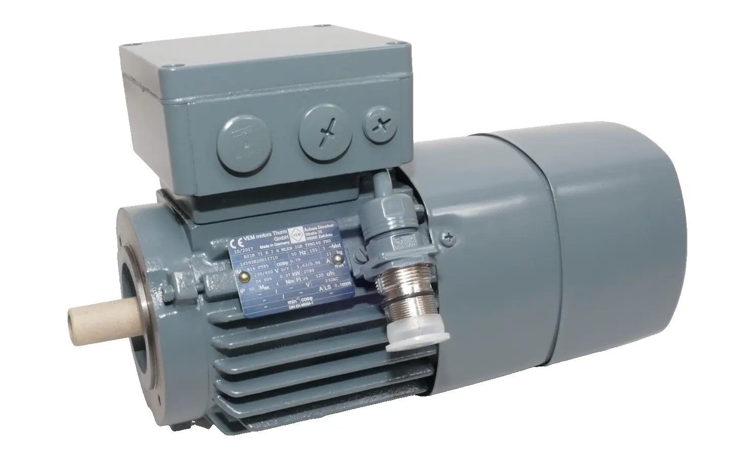 Produktfoto 1 von VEM Asynchronmotor 3000 U/min 0,37kW | B21R 71 K 2 MLEN IGR TPM140 230AC 4 Nm