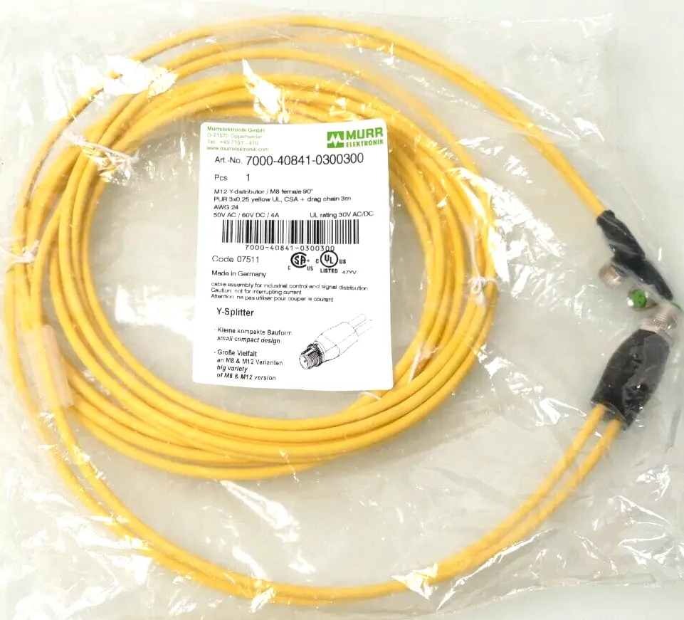 Produktfoto 1 von Murr Elektronik M12 Y-Verteiler Kabel 3m | 7000-40841-0300300