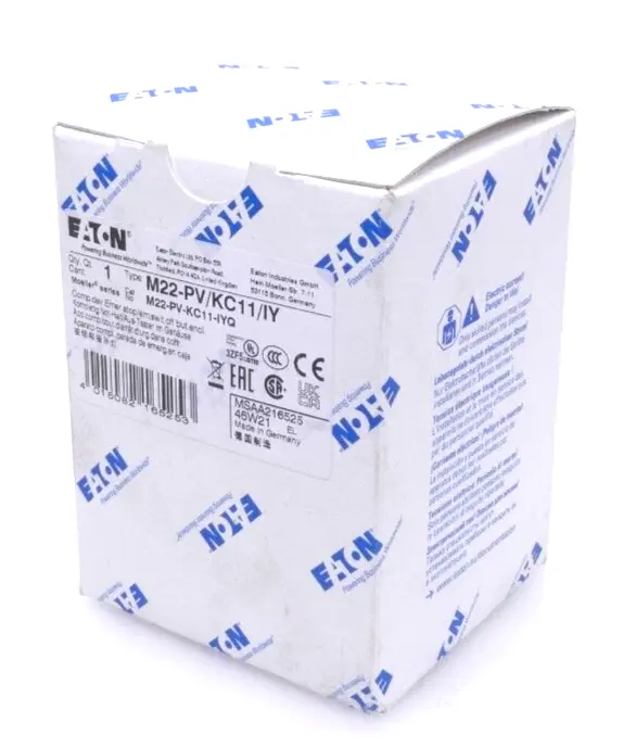 Produktfoto 1 von Eaton Moeller Not-Halt/Aus-Taster im Gehäuse M22-PV/KC11/IY | 216525