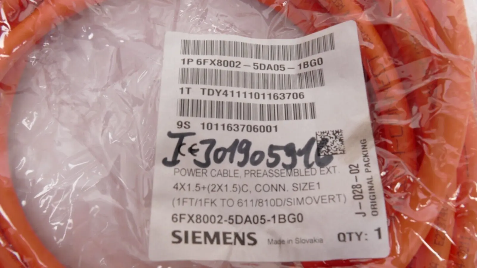 Produktfoto 1 von Siemens MOTION-CONNECT Power Cable 6FX8 002-5DA05-1BG0 | 6FX8002-5DA05-1BG0