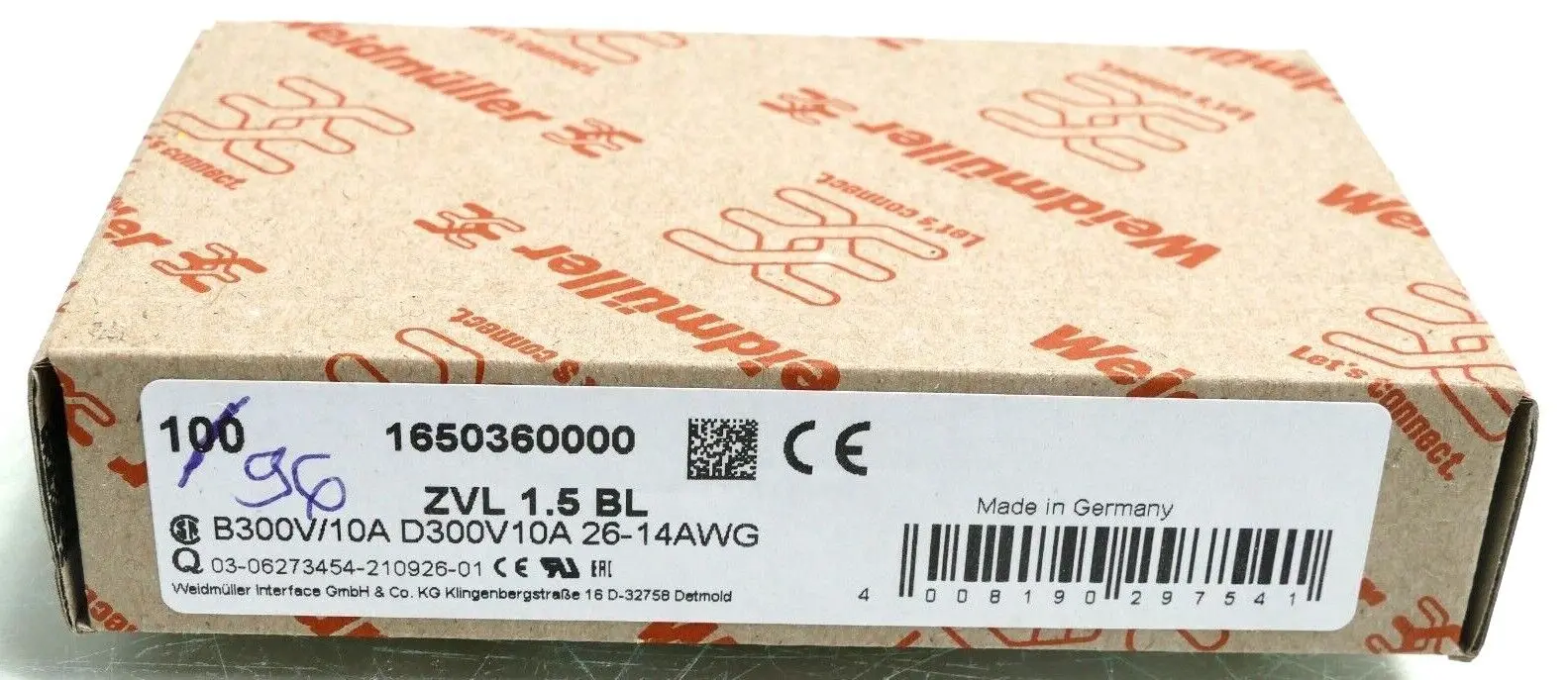 Produktfoto 1 von 96x Weidmüller Steckverbinder ZVL 1.5 BL | 1650360000
