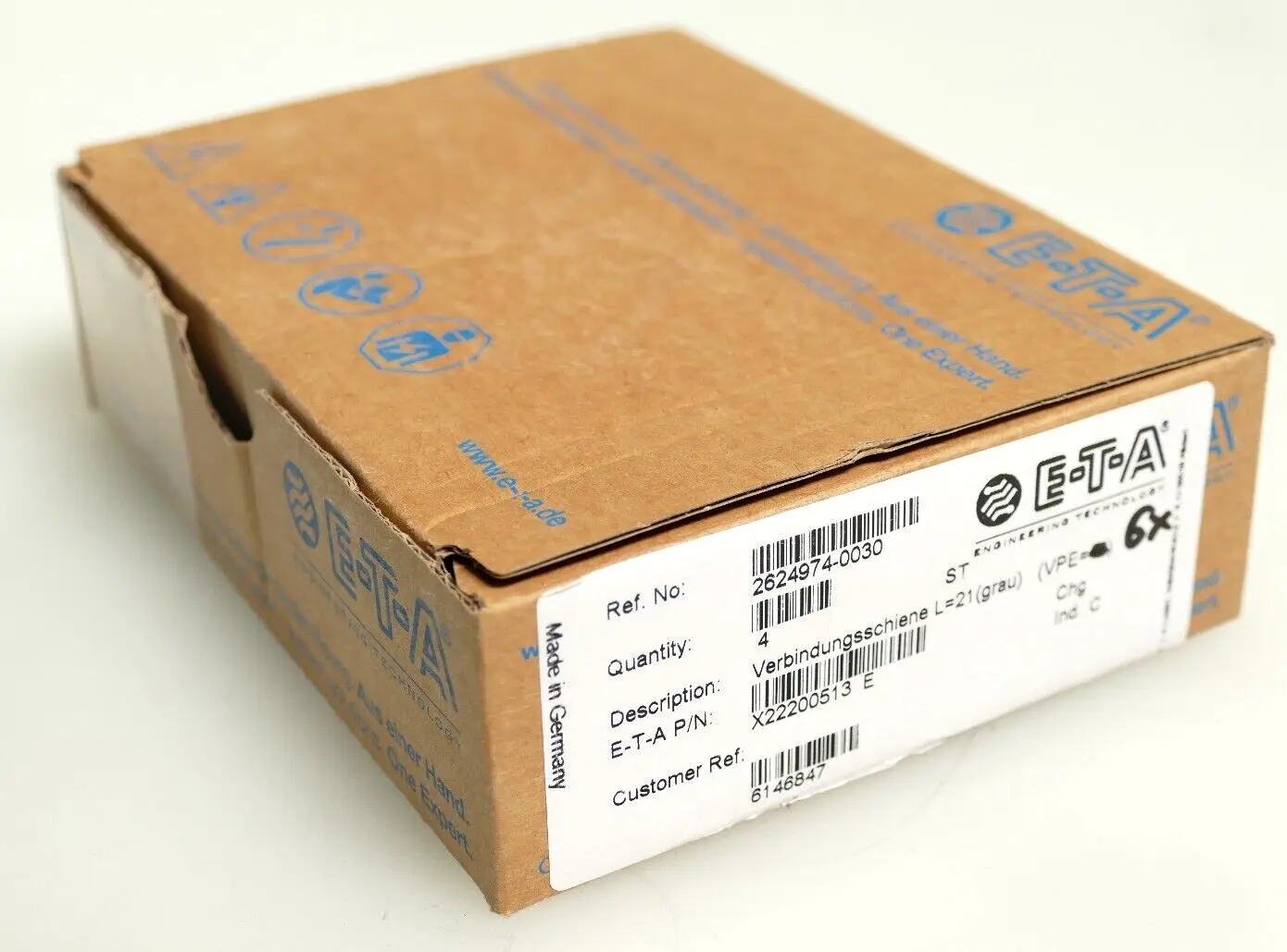 Produktfoto 1 von 6x E-T-A X22200513 E Verbindungsschiene L=21 (grau) | 2624974-0030
