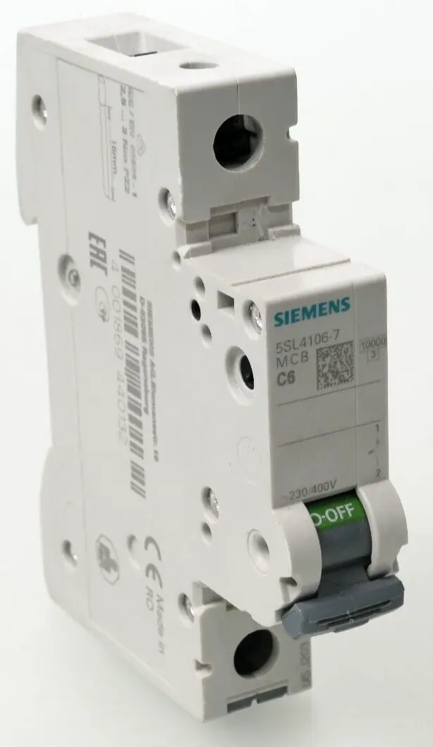 Produktfoto 1 von SIemens MCB Leitungsschutzschalter 5SL4 106-7 | C6 | 5SL4106-7