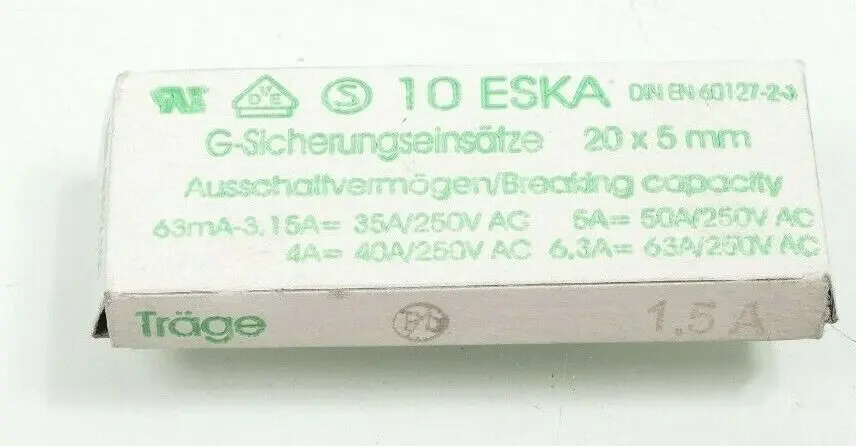 Produktfoto 1 von 10x ESKA G-Sicherungseinsätze 20x5mm