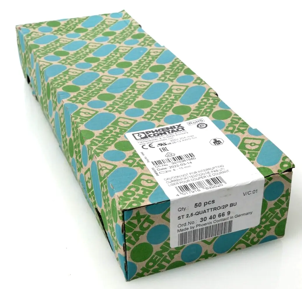 Produktfoto 1 von 50x Phoenix Contact Durchgangsklemme ST 2,5-QUATTRO/2P BU | 3040669