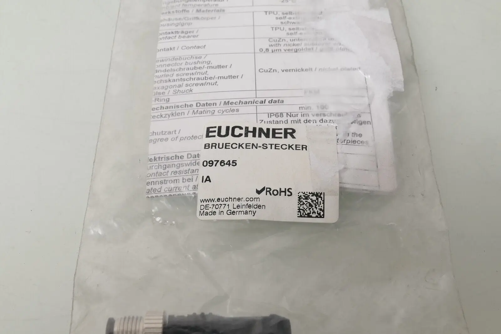 Produktfoto 1 von Euchner Brücken-Stecker | 097645