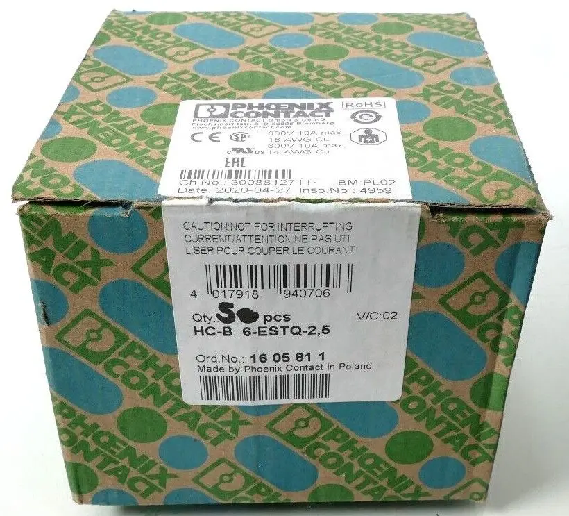 Produktfoto 1 von 5x Phoenix Contact Kontakteinsatz 1605611 | HC-B 6-ESTQ-2,5 | 1605611