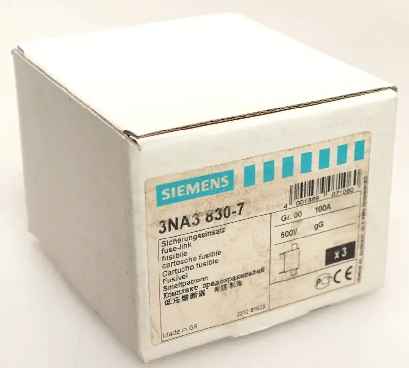 Produktfoto 1 von 3x Siemens Sicherungseinsatz Gr:00 100A 3NA3 830-7 | 3NA3830-7