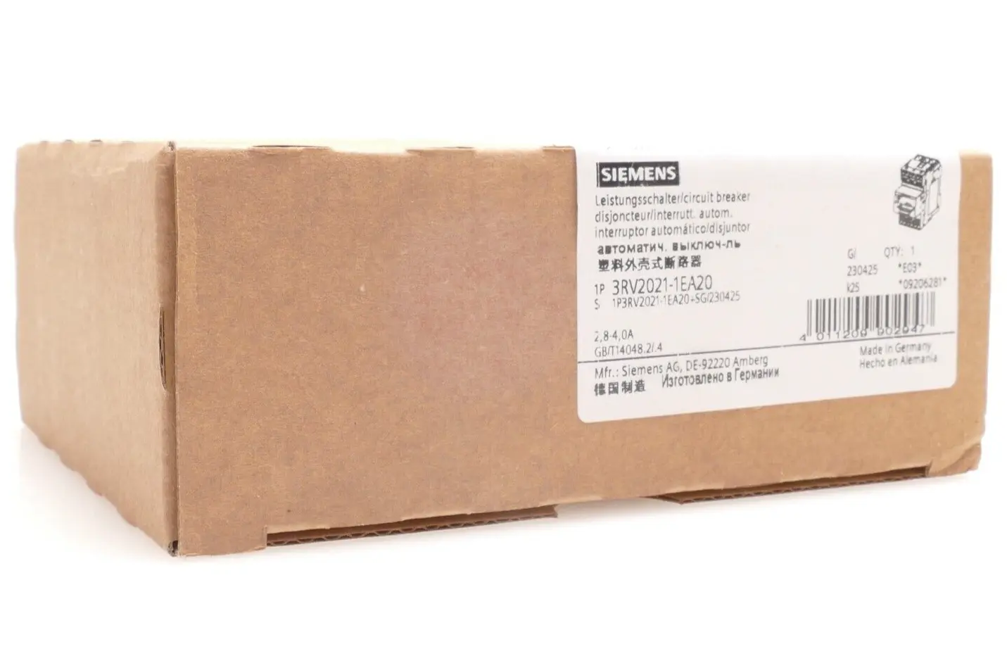 Produktfoto 1 von Siemens SIRIUS Leistungsschalter 3RV2 021-1EA20 | E:03 | 3RV2021-1EA20