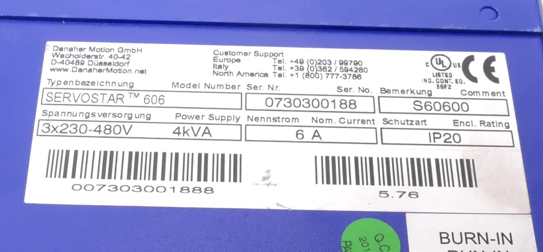 Produktfoto 1 von Danaher Motion Spannungsversorgung 3x230-480V | 4kVA | 6A | Servostar TM 606